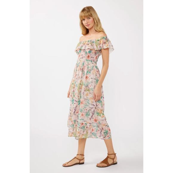 Lovestitch Floral Dust Off Shoulder Midi Dress - Medium - NWOT - Picture 4 of 4